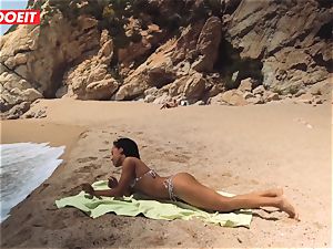 LETSDOEIT - super hot ebony teen nailed rock hard At The Beach